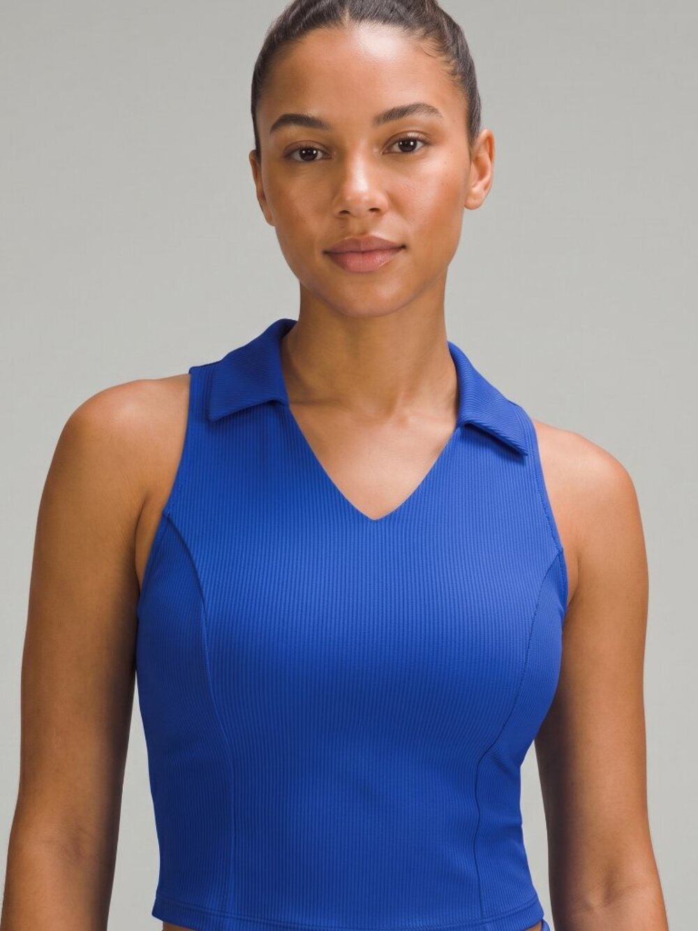 NEW | Royal Blue Ribbed Sleeveless Racerback Athletic Top with Padded Bra | XL